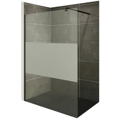 Paroi douche Italienne ROMA-BLACK 120 x 200 cm verre 10 mm centre-opaque, noir, Saniverre