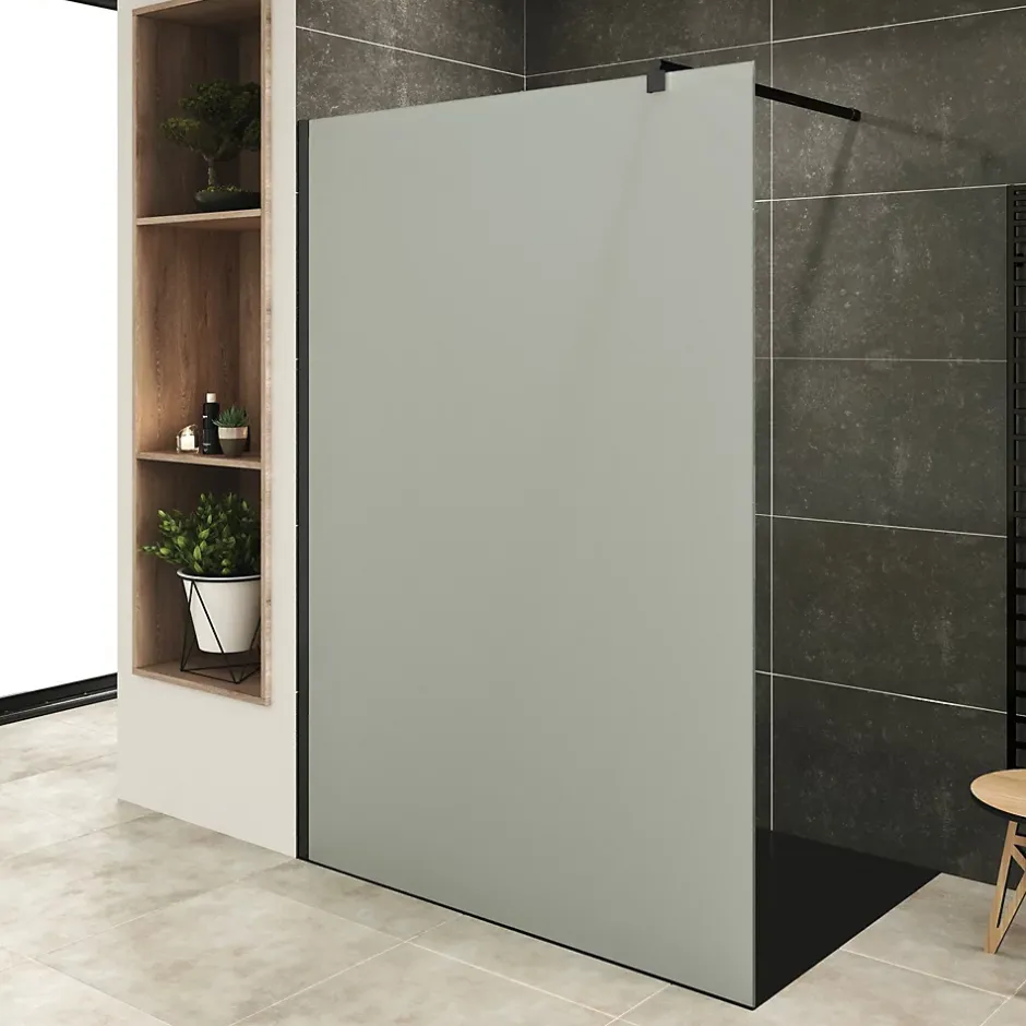 Paroi douche Italienne ROMA-BLACK 130 x 200 cm verre 10 mm opaque, noir, Saniverre* Paroi De Douche