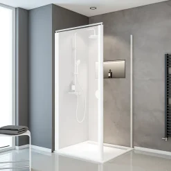 Schulte Paroi latérale fixe pour porte de douche pivotante I.80xH.180cm, verre transparent 5mm, profilé blanc, Sunny