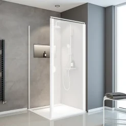 Schulte Paroi latérale fixe pour porte de douche pivotante I.80xH.180cm, verre transparent 5mm, profilé blanc, Sunny