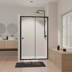 Aurlane Paroi porte de douche Coulissante Noir 120x185cm - Extensible de 112.5 à 126.5 cm - BLACK SLIDE 120