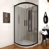 Aurlane Paroi porte de douche quart de cercle 90x90x200cm - PROFILE NOIR MAT - verre trempé 6mm