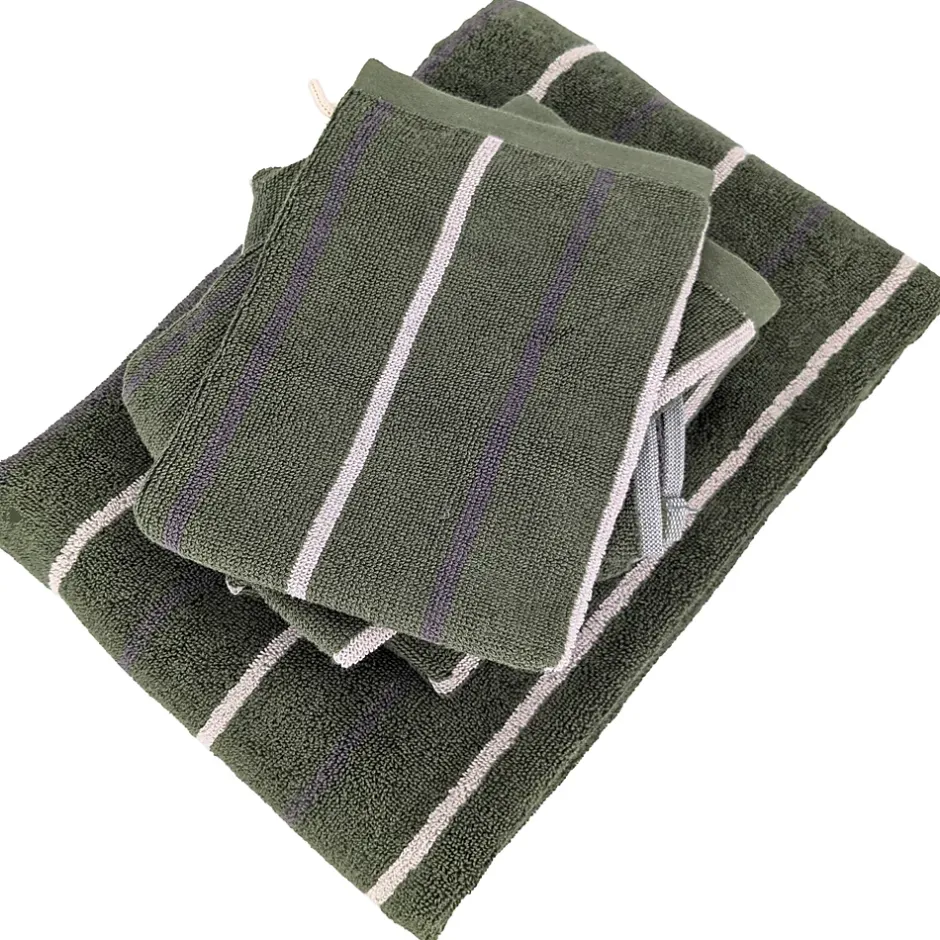 Linnea Parure de bain 5 pièces BOLD éponge en coton 500 g/m² vert Kaki