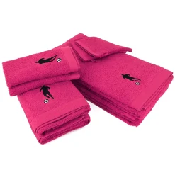 Linnea Parure de bain 8 pièces coton 550g/m2 PURE FOOTBALL Rose Fuchsia* Serviette De Bain