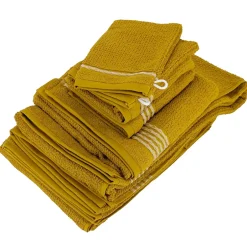 Linnea Parure de bain 7 pièces INTENSE à bordures blanches couleur jaune* Serviette De Bain