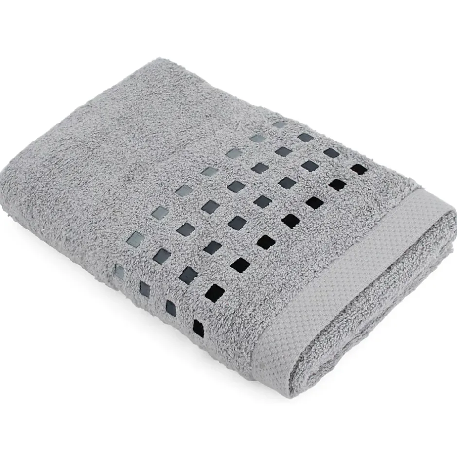 Linnea Parure de bain 6 pièces PURE SQUARES Argent 550g/m2