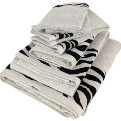Linnea Parure de bain absorbante coton ZEBRA bordure beige 7 pièces* Serviette De Bain