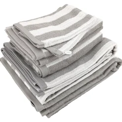 Linnea Parure de bain coton collection EFFICIENCE STRIPES 7 pièces gris lunar