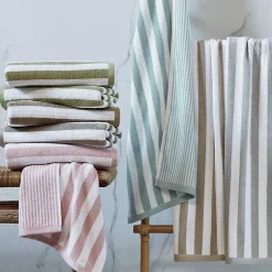 Linnea Parure de bain coton collection EFFICIENCE STRIPES 7 pièces gris lunar