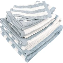 Linnea Parure de bain coton collection EFFICIENCE STRIPES 7 pièces bleu capri