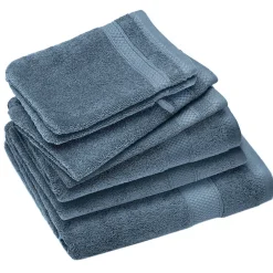 Linnea Parure de bain coton 550g/m2 NAÏA par lot de 7 bleu Orage