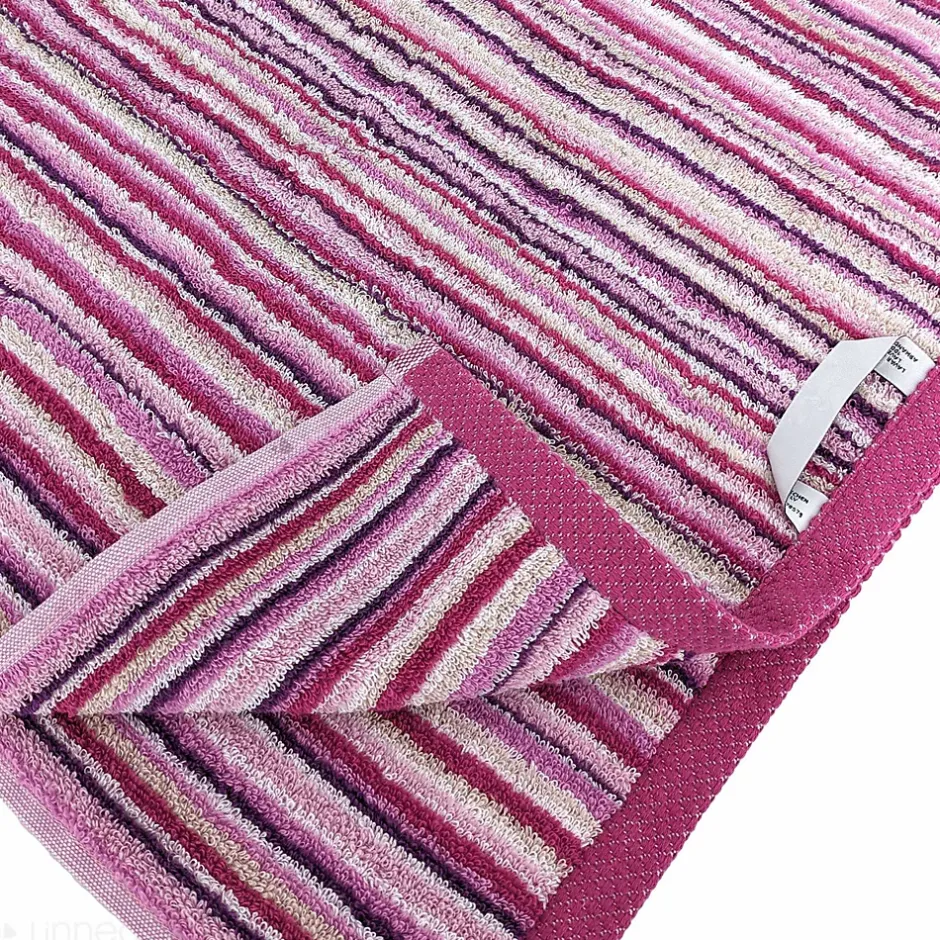 Linnea Parure de bain coton 500g/m2 par 7 PURE STRIPES II Rose
