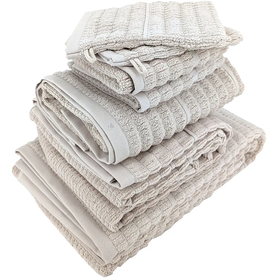 Linnea Parure de bain en fils retors pur coton collection SWELL 7 pièces beige