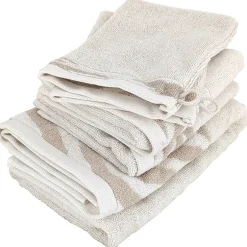 Linnea Parure de bain par 4 ZEBRA SOFT uni bord zèbre beige