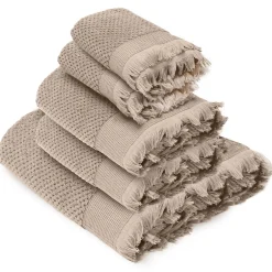 Linnea Parure de bain TETHYS 5 pièces micro-coton beige Chanvre* Serviette De Bain