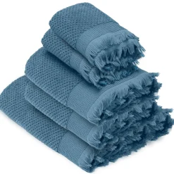 Linnea Parure de bain TETHYS 5 pièces micro-coton bleu Orage