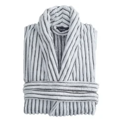 Sensei Maison Peignoir polaire homme femme côtelé extra doux Blanc/Anthracite M KASH* Peignoir De Bain