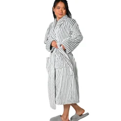 Sensei Maison Peignoir polaire homme femme côtelé extra doux Blanc/Anthracite XL KASH* Peignoir De Bain