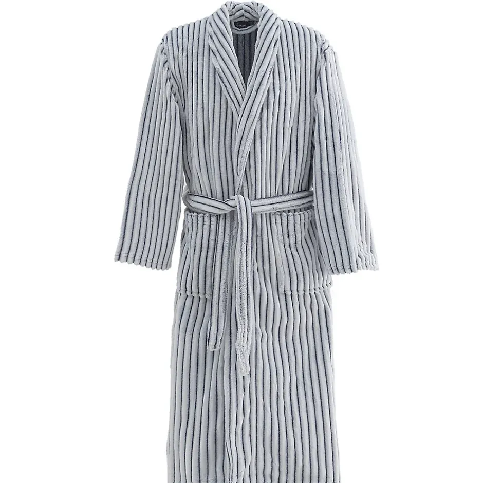 Sensei Maison Peignoir polaire homme femme côtelé extra doux Blanc/Denim L KASH