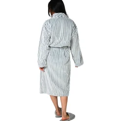 Sensei Maison Peignoir polaire homme femme côtelé extra doux Blanc/Denim L KASH