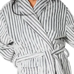 Sensei Maison Peignoir polaire homme femme côtelé extra doux Blanc/Anthracite L KASH* Peignoir De Bain
