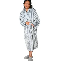 Sensei Maison Peignoir polaire homme femme côtelé extra doux Blanc/Denim XL KASH