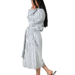 Sensei Maison Peignoir polaire homme femme côtelé extra doux Blanc/Denim XL KASH