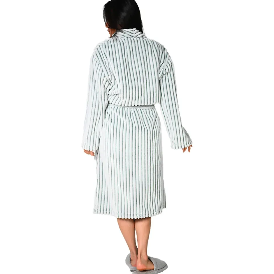 Sensei Maison Peignoir polaire homme femme côtelé extra doux Blanc/Lichen S KASH
