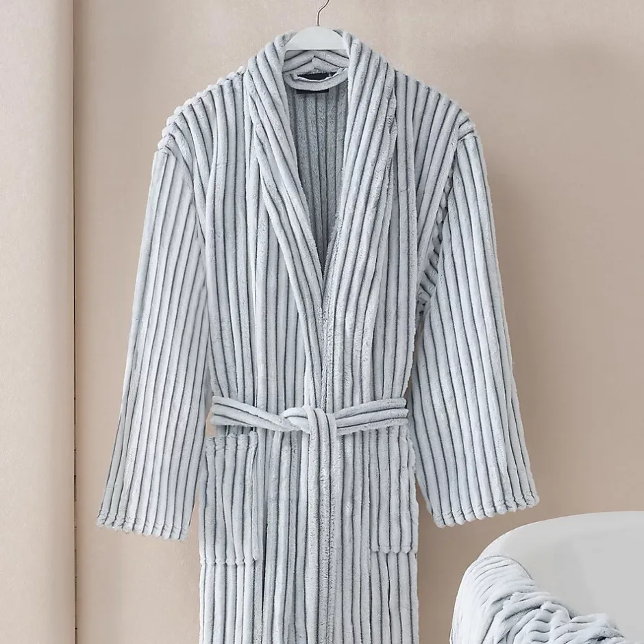 Sensei Maison Peignoir polaire homme femme côtelé extra doux Blanc/Lichen S KASH