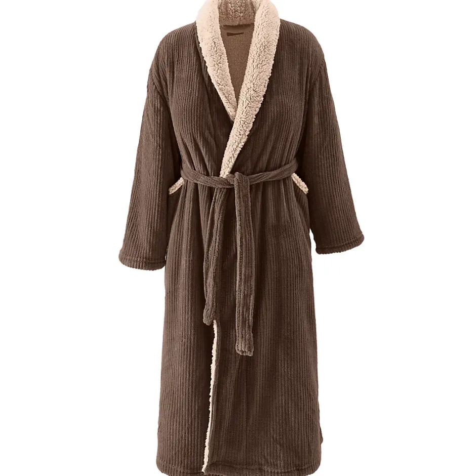 Sensei Maison Peignoir polaire mixte côtelé ultra chaud Noisette S NOTTING HILL* Peignoir De Bain