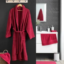 Douceur D'Intérieur Peignoir uni à col châle (Taille Unique - Rouge)