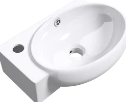 Nature Pro Petit Lavabo Suspendu Blanc Vasque en Céramique Lave Mains WC Salle de Bain