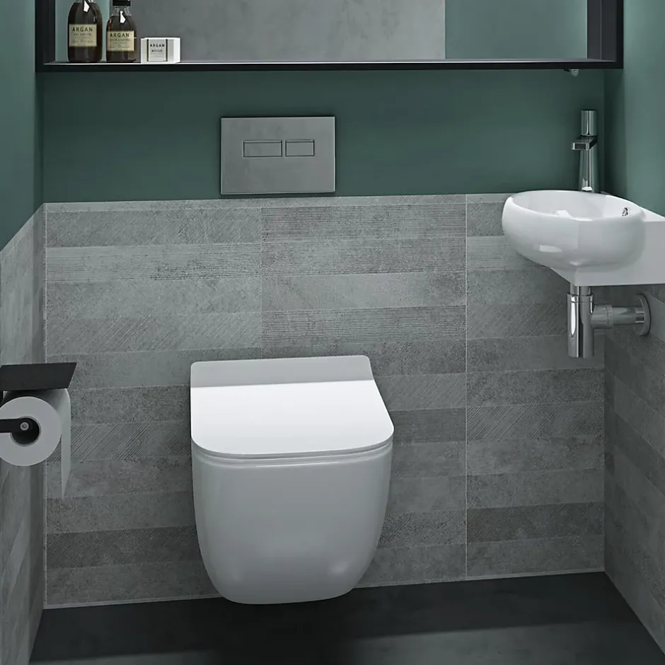 Nature Pro Petit Lavabo Suspendu Blanc Vasque en Céramique Lave Mains WC Salle de Bain