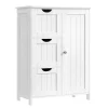 Calicosy Petit meuble de rangement 1 porte et 3 tiroirs blanc - L60 cm* Etagère Salle De Bains
