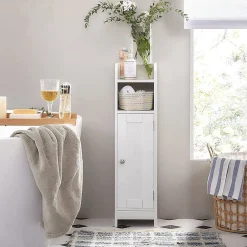 Calicosy Petit meuble de rangement 1 niche, 1 porte, 1 étagère - H80 cm* Etagère Salle De Bains