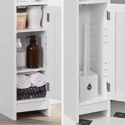 Calicosy Petit meuble de rangement 1 niche, 1 porte, 1 étagère - H80 cm* Etagère Salle De Bains