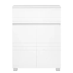 Calicosy Petit meuble de rangement 1 tiroir et 2 portes blanc laqué - H80 cm
