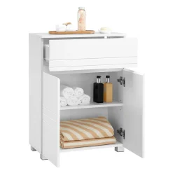 Calicosy Petit meuble de rangement 1 tiroir et 2 portes blanc laqué - H80 cm