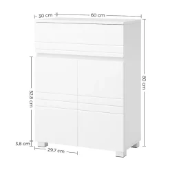 Calicosy Petit meuble de rangement 1 tiroir et 2 portes blanc laqué - H80 cm