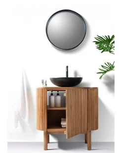 Uniqka Petit meuble salle de bain en bois de teck 1 porte -