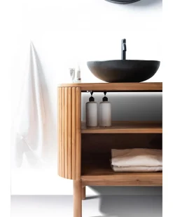 Uniqka Petit meuble salle de bain en bois de teck 1 porte -