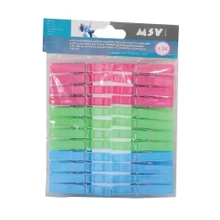 Pince à linge MSV en plastique multicolore vendue par 24 pièces
