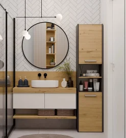 Topeshop PISA - Armoire de salle de bains style moderne -170x40x30cm - Meuble colonne de rangement SDB