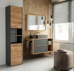 Topeshop PISA - Armoire de salle de bains style moderne -170x40x30cm - Meuble colonne de rangement SDB