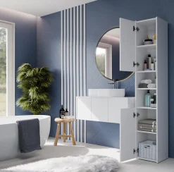 Topeshop PISA - Colonne de salle de bain 30x30x170 - Meuble salle de bain - Rangement salle de bain - Colonne rangement