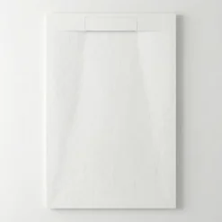 Ceramica PixL 120x90 cm receveur de douche rectangulaire à poser en résine composite avec surface effet pierre, blanc (CERAPX12090W)