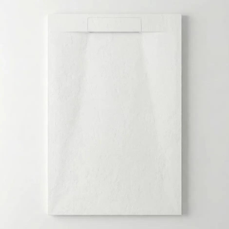 Ceramica PixL 120x90 cm receveur de douche rectangulaire à poser en résine composite avec surface effet pierre, blanc (CERAPX12090W)