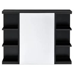 [En.Casa] Placard Mural Harstad de Salle de Bain Porte avec Miroir 64 x 80 x 20 cm Noir en.casa* Armoire De Toilette