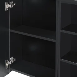 [En.Casa] Placard Mural Harstad de Salle de Bain Porte avec Miroir 64 x 80 x 20 cm Noir en.casa* Armoire De Toilette