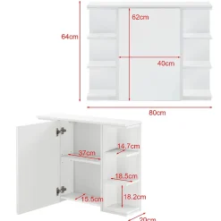 [En.Casa] Placard Mural Harstad pour Salle de Bain Porte avec Miroir 64 x 80 x 20 cm Blanc en.casa* Armoire De Toilette